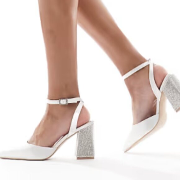 Asos Be Mine Wide Fit Bridal Embellished Heels - Picture 3 of 11